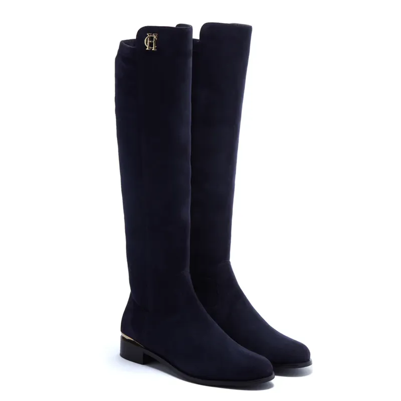 Holland Cooper Albany Knee Boot - Ink Navy Suede